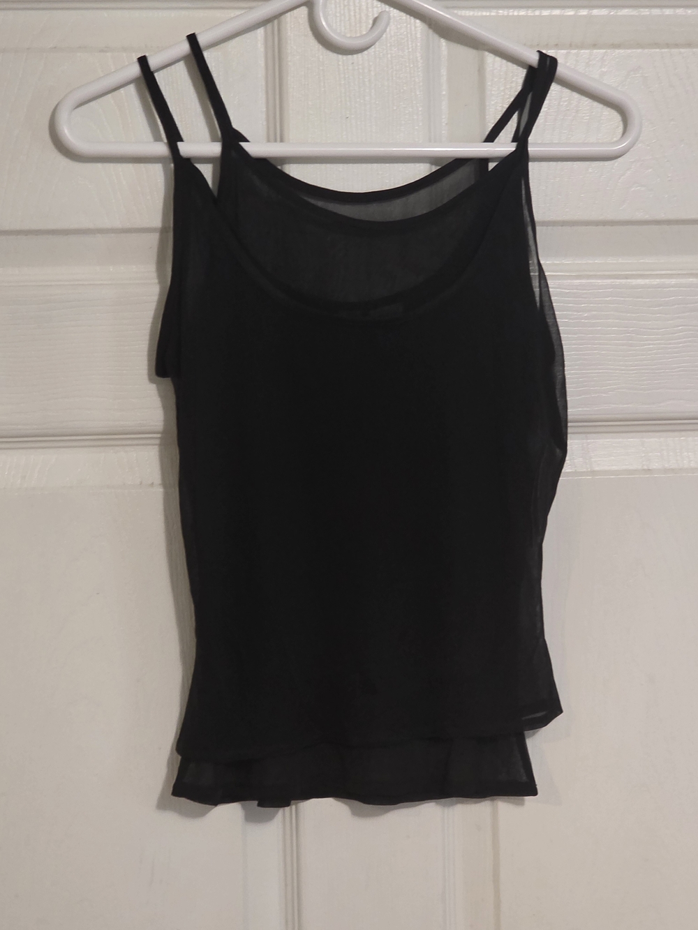 City DKNY Petites Black Sheer Double-Layer Camisole